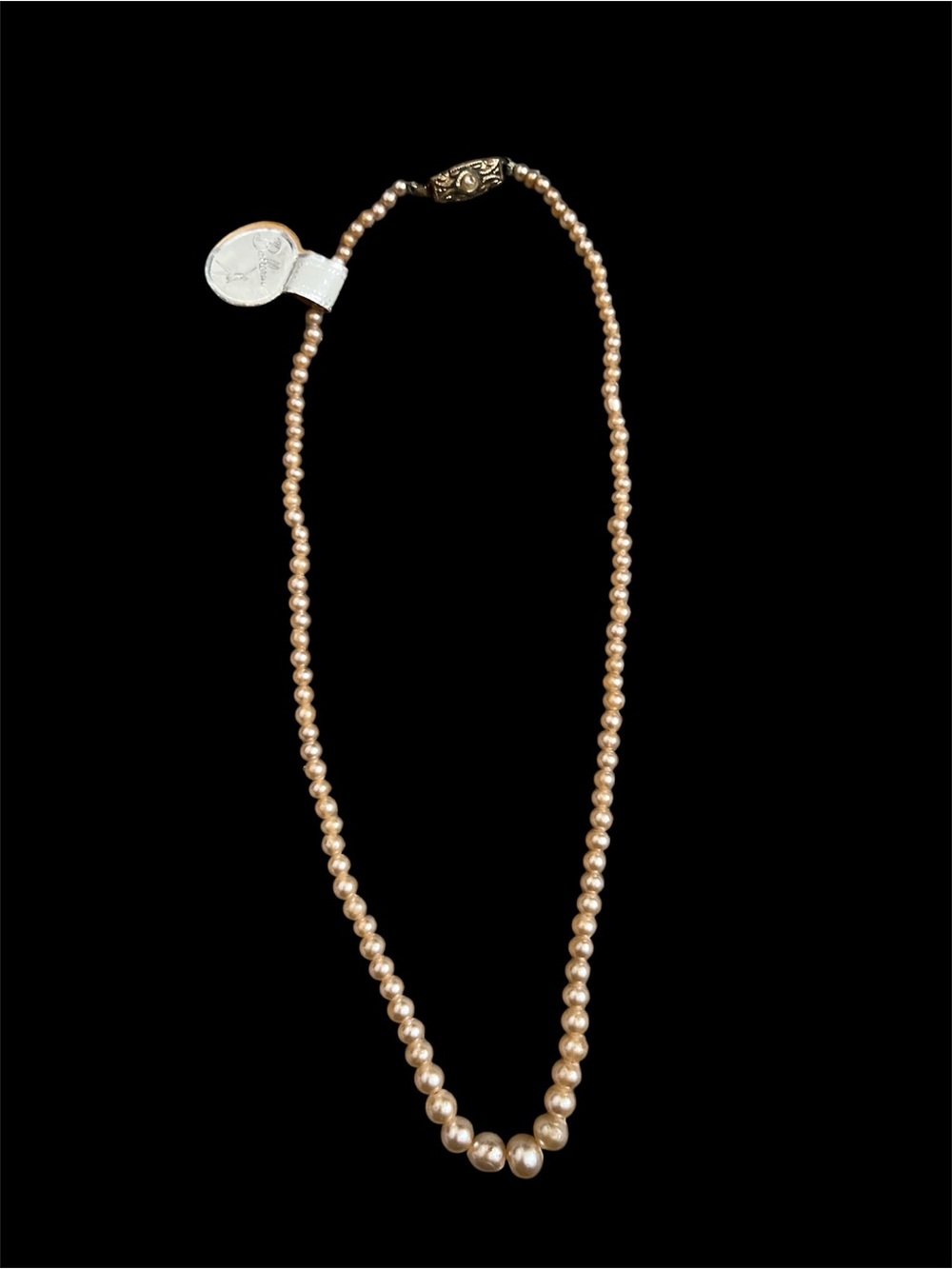 Vintage Pearl Champagne Strand Necklace - c 1940s NWT